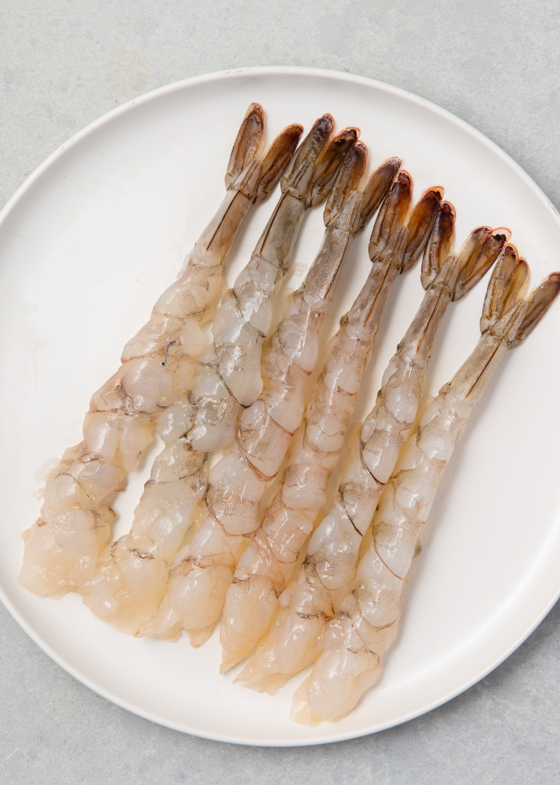 Raw Peeled and Stretched Tail On Shrimp “Nobashi Shrimp”